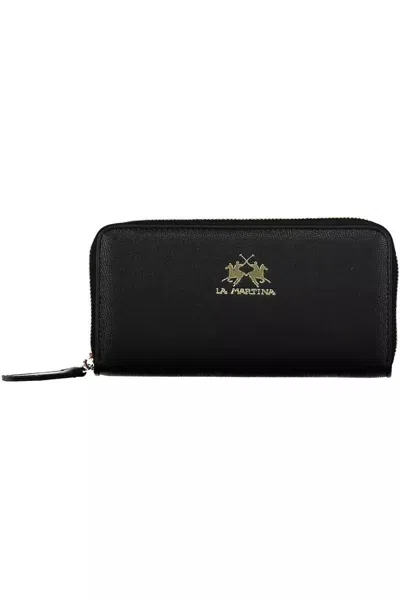 La Martina Elegant Black Wallet With Multiple Compartments