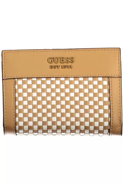 Guess Jeans Elegant Brown Compact Wallet With Secure Closure In Neutral