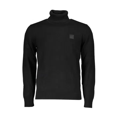 Hugo Boss Elegant Cotton-cashmere Turtleneck Sweater In Black