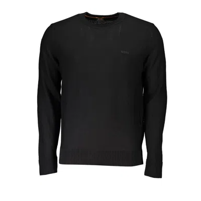 Hugo Boss Elegant Crew Neck Wool Blend Sweater In Black