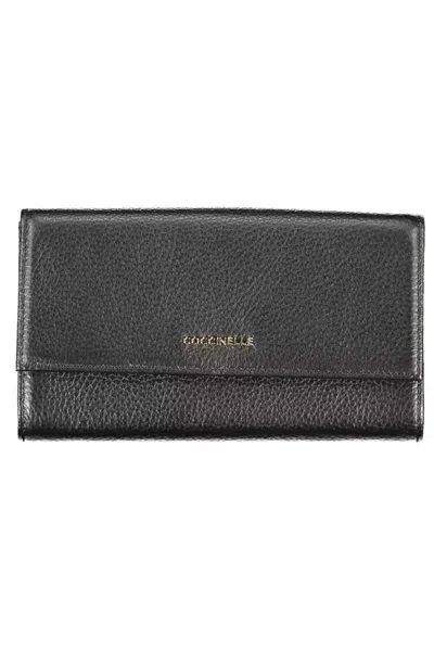 Coccinelle Elegant Dual-part Leather Wallet In Classic Black
