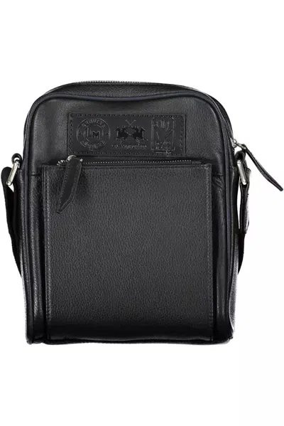 La Martina Elegant Leather Shoulder Bag With Contrasting Details In Black