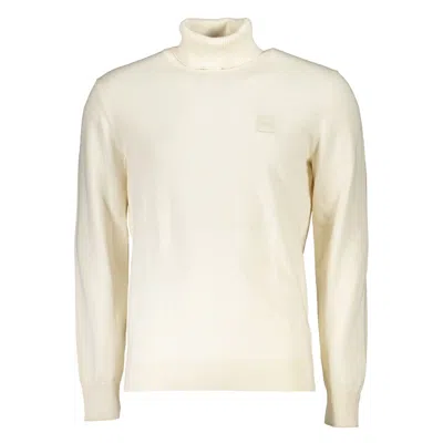 Hugo Boss Elegant Turtleneck Cotton-cashmere Blend Sweater In Neutral