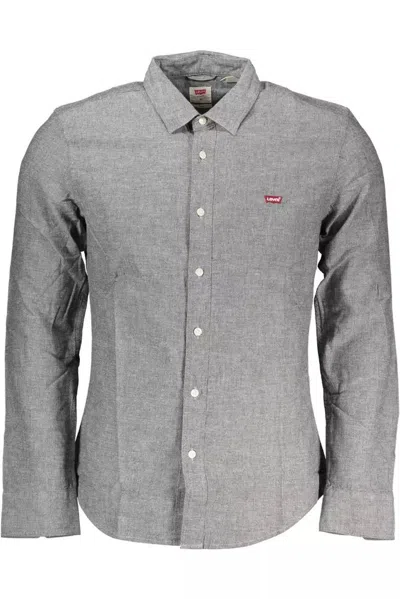 Levi&#039;s Elegant Slim Fit Grey Shirt With Italian Collar