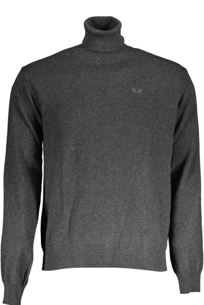 La Martina Elegant Turtleneck Sweater With Embroidered Logo In Grey