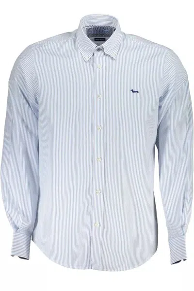 Harmont & Blaine Elegant White Cotton Button-down Shirt In Blue
