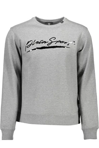 Plein Sport Gray Cotton Sweater In Grey