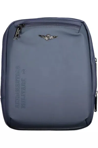 Aeronautica Militare Sleek Blue Shoulder Bag With Laptop Compartment