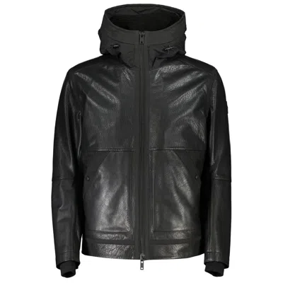 Hugo Boss Sleek Long Sleeve Hooded Jacket In Black
