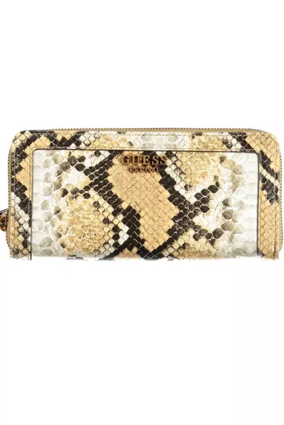 Guess Jeans Sophisticated Beige Polyethylene Wallet In Animal Print