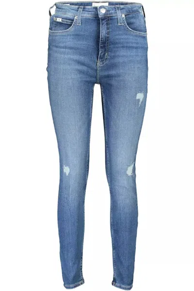 Calvin Klein Super Skinny Washed Effect Jeans In Blue