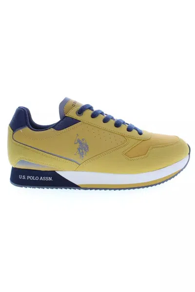 U.s. Polo Assn Yellow Polyester Trainer In Black