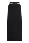 Max Mara Ora Side Slit Maxi Skirt With Tipping In Black