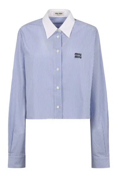 Miu Miu Hemd Mit Kontrastkragen In Blau