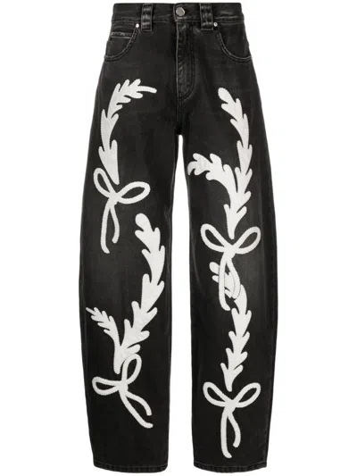 Pinko Rodeo Embroidered Jeans In Black