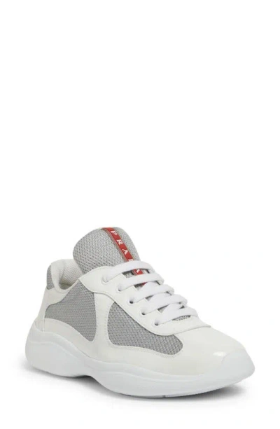 Prada America's Cup Sneaker In Bianco/ Argento