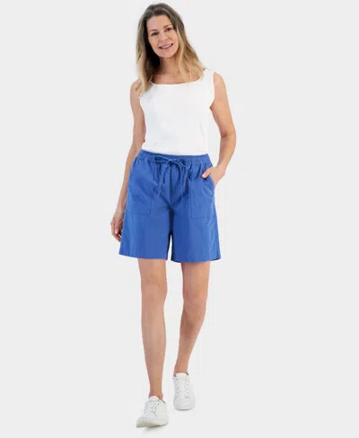 Style & Co Women's Chambray Drawstring Pull-on Shorts, Regular & Petite, Created For Macy's In Riverview