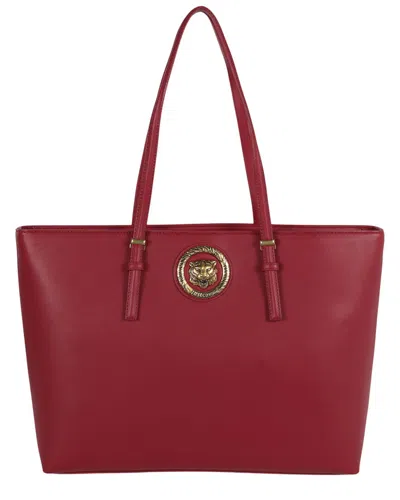 Just Cavalli Small Tiger Motif Tote In Red