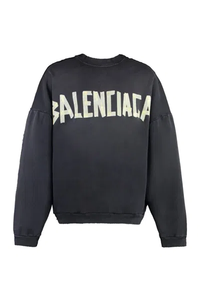 Balenciaga Cotton Crew-neck Sweatshirt In Black