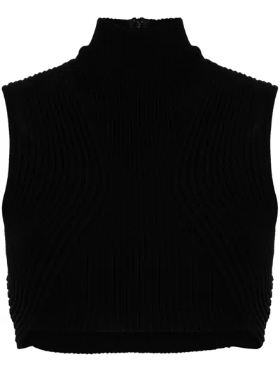 Chloé Ribbed-knit Wool Crop Top In Black