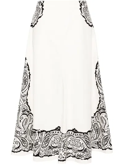 Chloé Graphic-print Flared Skirt In White