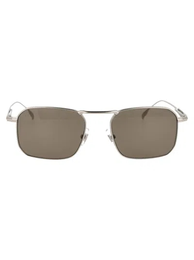 Montblanc Sunglasses In 003 Silver Silver Brown