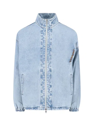 Y/project Denim Jacket With Zip In Blue