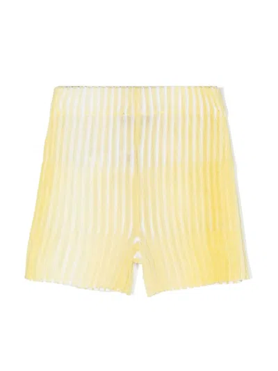 Missoni Kids' Yellow Ribbed Knitted Shorts