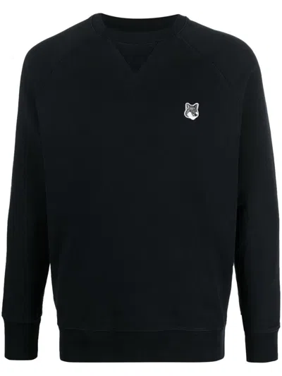 Maison Kitsuné Chillax Fox Crew Neck Sweatshirt In Black
