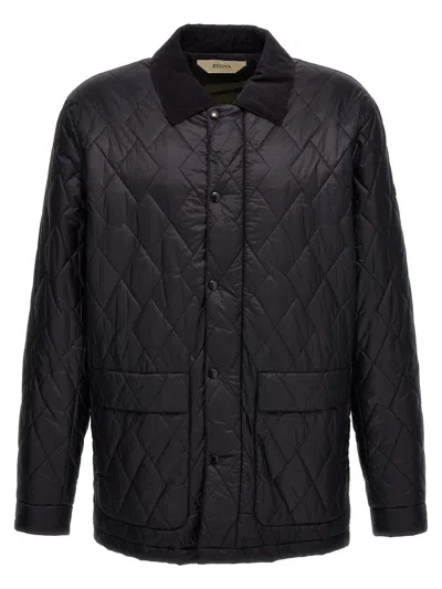 Z Zegna Quilted Ec-nylon Jacket In Blue