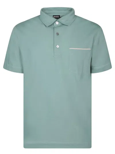 Zegna Pique Polo Shirt In Green