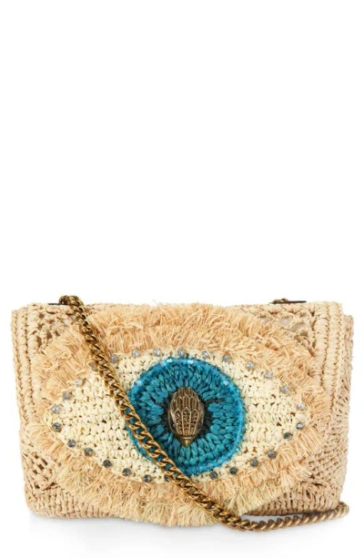 Kurt Geiger Evil Eye Raffia Crossbody Bag In Open Beige