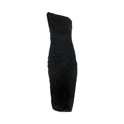 Rick Owens Lido Draped Dress In Black