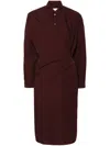 Lemaire Twisted Cotton Midi Dress In Brown