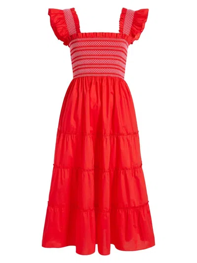 Hill House Home The Ellie Nap Dress Poppy Red In Poppy Red Contrast Stitch