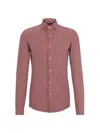 Hugo Boss Slim-fit Shirt In Printed Performance-stretch Fabric In Light Brown