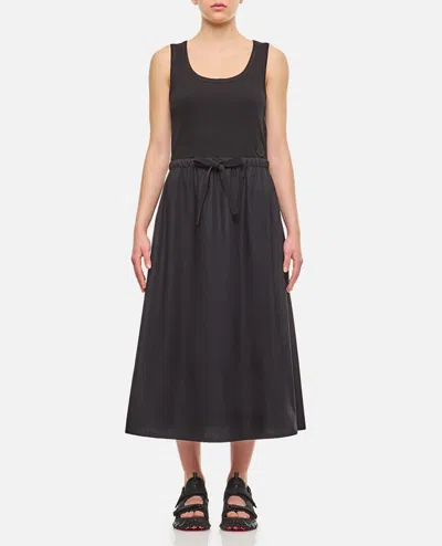 Moncler Cotton Blend Midi Dress In Black