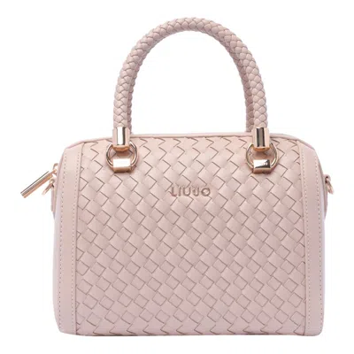 Liu •jo Liu Jo Logo Lettering Woven Top Handle Bag In Pink