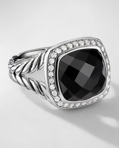 David Yurman Albion Ring With Gemstone And Diamonds In Silver, 11mm In Black Onyx