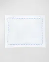 Matouk Standard Scallops Embroidered Sham In White/blue