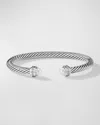 David Yurman 5mm Cable Princess Bracelet In Pearl &amp; Diamonds