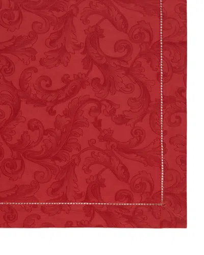 Sferra Acanthus Jacquard Tablecloth, 70" X 108" In Garnet