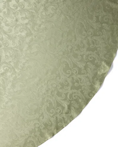 Sferra Acanthus Jacquard Round Tablecloth, 104 "dia In Sage
