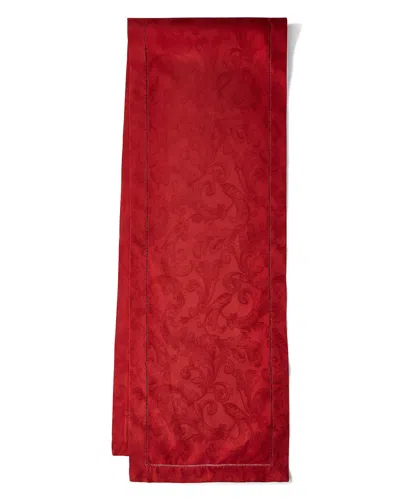 Sferra Plume Jacquard 108"l Table Runner In Garnet