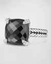David Yurman Chatelaine Ring With Gemstone And Diamonds In Silver, 14mm In Black Onyx