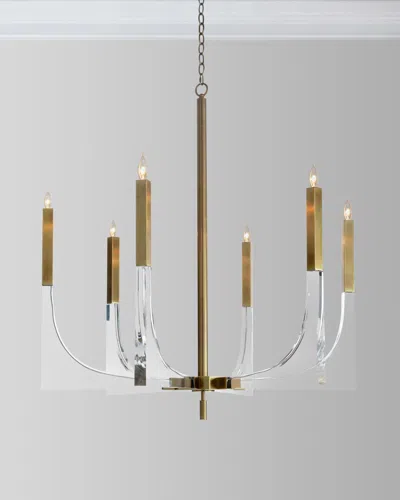 John-richard Collection Acrylic Brass Finish Chandelier, 6 Lights In Gold
