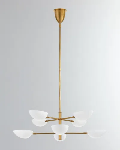 Visual Comfort Signature Graphic Large Two Tier Chandelier By Aerin In White And Gold