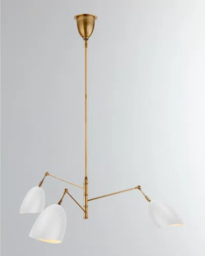 Visual Comfort Signature Sommerard Medium Triple Arm Chandelier By Aerin In White And Gold