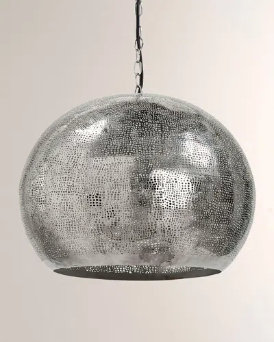 Regina Andrew Pierced Metal Sphere Lighting Pendant In Polished Nickel