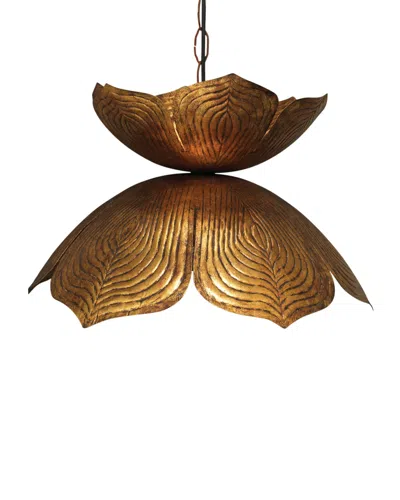 Jamie Young Large Flowering Lotus Pendant In Gold